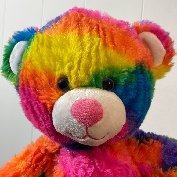 BAB Tropicolor 17" Teddy Plush Bear Sparkly Neon Tie Dye Stuffed Animal Toy - Picture 2 of 14